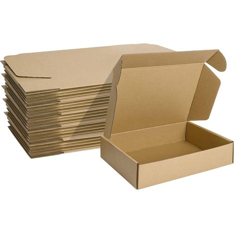 Small Shipping Box 229 x 153 x 51 mm Pack of 25 Foldable Shipping Boxes for Postal Mail, Candles or Gift Brown (1/5)