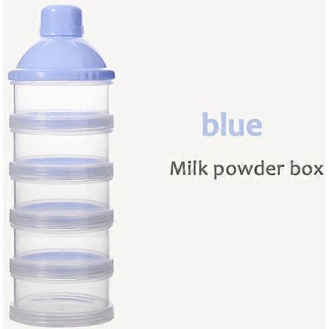 doseurs à lait (bleus), boîte à goûter au lait, étui portable à 5 compartiments pour lait en poudre pour bébé, boîte à lait idéale pour les voyages et les activités de plein air (1/5)