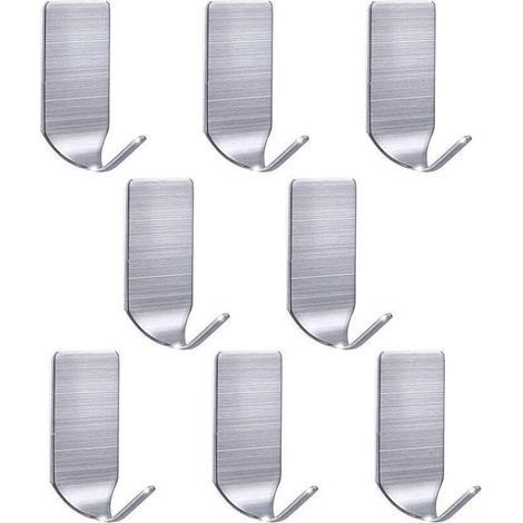 Ganchos resistentes, ganchos de pared, ganchos de pared impermeables de acero inoxidable para vestidos, toallas, llaveros, bolsas de Navidad, luces - Hogar, cocina, sala de estar, paquete de 8 percher