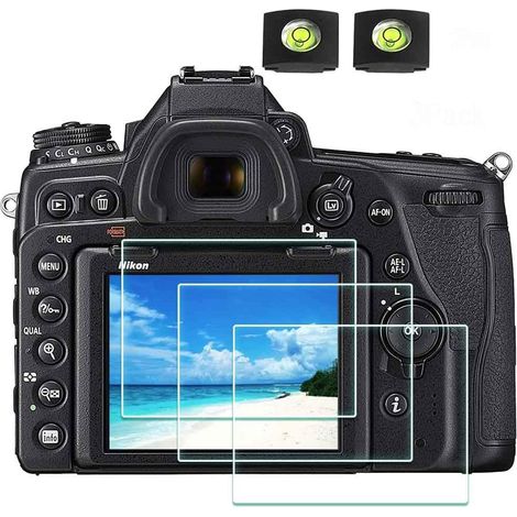 Protector de pantalla para Nikon D6 D850 D800 D750 D610 D600 D500 y carcasa con zapata, protector de vidrio templado óptico de 0,3 mm, dureza 9H, antiarañazos, antihuellas, antiburbujas - Paquete de 3
