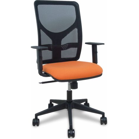 Silla Motilla malla negra asiento bali naranja brazo regulable ruedas 65mm (1/5)