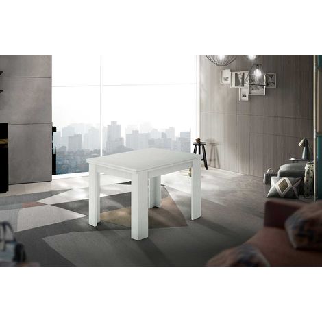 Table de salle à manger extensible 90 cm pin blanc Jessica (1/3)