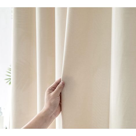 Rideau de Douche en Tissu Lin 240 x 200 cm Imperméable Anti-Moisissure pour Salle de Bain Beige (1/5)