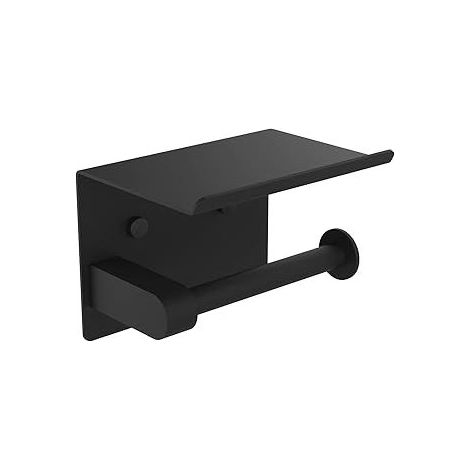 Portarrollos de papel higiénico, soporte de pared para papel higiénico, soporte de acero inoxidable 304, instalación con tornillos o adhesivo 3M, color negro. (1/5)