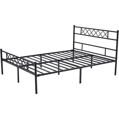 Metal Bed Frame w/Cross-design Headboard, Footboard and Underbed Storage Space FELIX KING