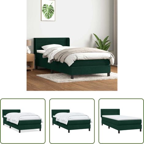 Matratze - Boxspringbett mit Matratze Dunkelgrün 80x220 cm Samt (1/5)