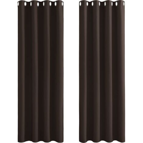 Rideaux Occultant pour Chambre - Double Rideau Isolation Thermiques de Fenêtre Maison / Tissu Solid Lourd pour, Lot de 2 ,L 140 X H 240cm,Marron (1/4)