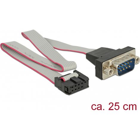 Delock Cabezal de pin de cable serial RS-232 hembra a diseño de DB9 macho 1:1