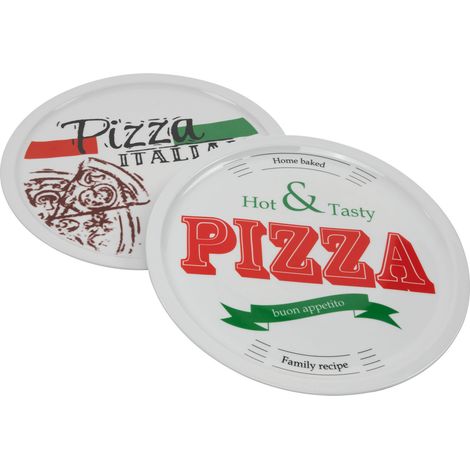 2er Set Pizza Teller - 31,5 cm - Pizzateller Speiseteller Porzellan Geschirr Tellerset