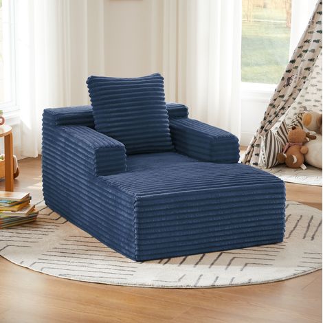 Relaxsessel aus blauem Cord, ohne Montage, 117 x 81 x 50 cm HAVRYA (1/5)