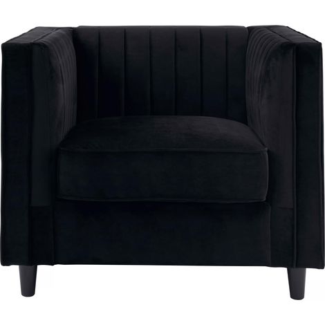 Premier Housewares Farah Black Velvet Chair (1/5)