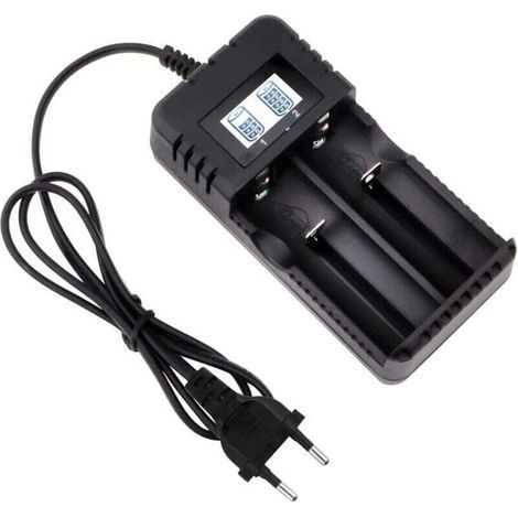 18650 Universal Battery Charger, Intelligent Fast Charging, 2-Slot Head with LCD Screen, Compatible with a Variety of 3.7V 266 Li-ION Batteries (1/4)