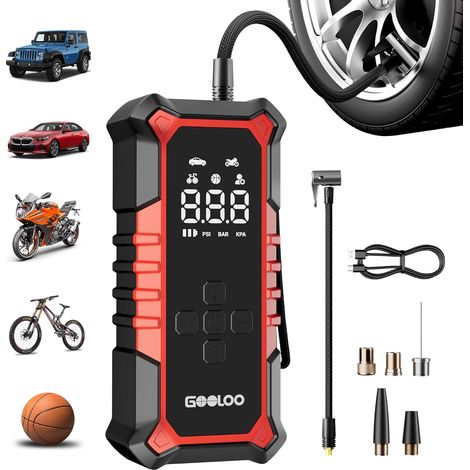 Compresseur d'air Portable 160 PSI (11 BAR),Gonfleur de Pneu Sans Fil avec Manomètre Numérique et Lumière LED - Pompe de Pneu Électrique Intelligente avec Arrêt Automatique Pour Pickup (1/5)