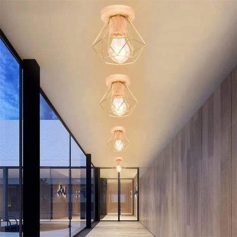 kawoo 4pcs Moderne Plafonnier Industrielle Couloir Lampe Plafonnier Vintage en Cage Fer Style Edison pour Salon Chambre (1/4)