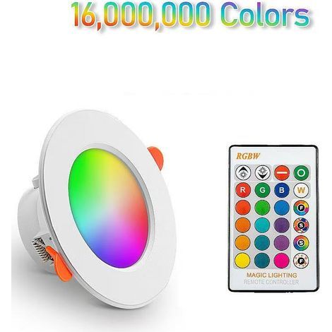 10-W-RGB-LED-Einbaustrahler, dimmbar, 4er-Pack, RGB- und warmweißes Licht mit Memory-Funktion, Wechselspannung 85–265 V (1/5)