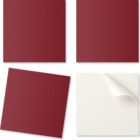 Baldosas decorativas autoadhesivas de vinilo para pasillo, color burdeos, 9x30x30 cm