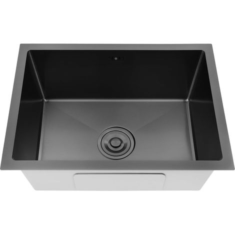 Évier de cuisine en acier inoxydable noir avec robinet et bonde - Pour cuisines, bars, buanderies, appartements - 55 x 40 x 22 cm (1/5)