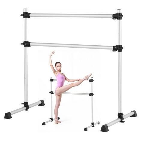 Barra de Ballet Doble Independiente, Carga 136 kg, Altura Ajustable 170-1165 mm, Barra Elástica de Aluminio para Entrenamiento de Equilibrio y Ejercicios de Relajación, 1260 x 760 x 1180 mm (1/5)