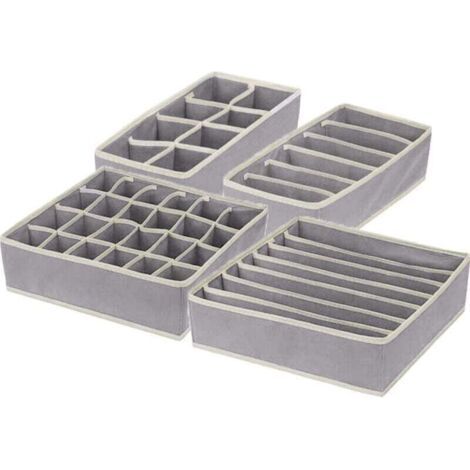 Set of 4（Various Sizes）Foldable Drawer Organizers, Drawer Organizer for Socks and Underwear, Fabric Organizer for Office Closet and Drawer Dividers (1/3)