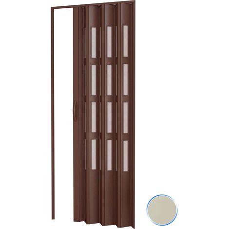 Puerta plegable de interior en kit con vidrios de PVC mod. Sonia Marfil 1140 82x220 cm