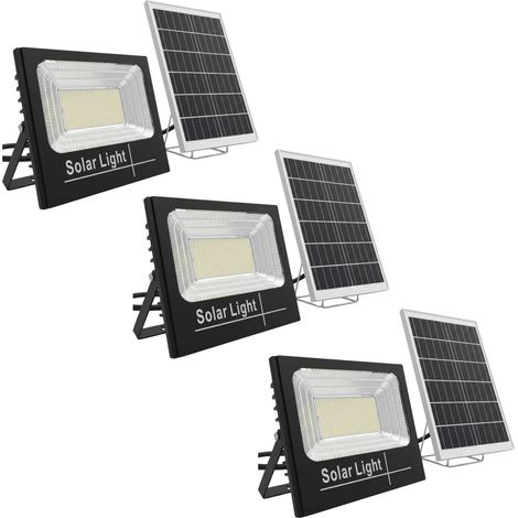3x Faro Led 800w Pannello Solare Luci Giardino Faretto Crepuscolare Esterno