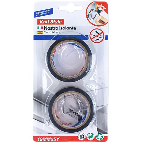 2 Nastri Isolanti Elettrici in PVC 19mm X 5m Colore Nero (1/3)