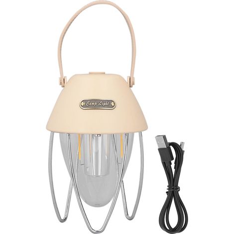 Ortviai Lanterne LED rechargeable pour camping – ZP04401 – 3 modes d’éclairage, couleur crème, batterie intégrée (1/5)