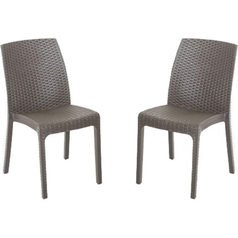 Sedia impilabile in polipropilene effetto rattan VIRGINIA Caffe' set 2 pezzi (1/2)