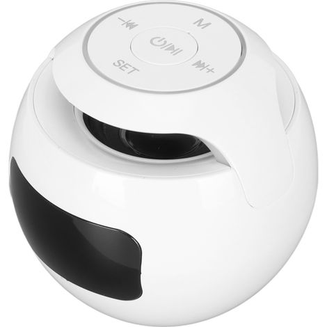Enceinte Bluetooth colorée en forme d'horloge, mini enceinte portable pour la maison, ronde et compacte, enceinte pour ordinateur, blanche. (1/5)