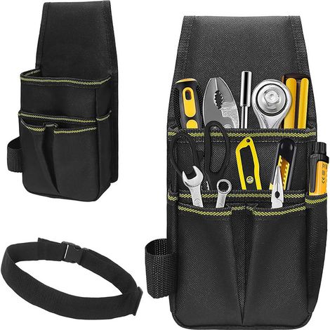Ouylaf – Ceinture porte-outils réglable en cuir véritable noir – Confort optimal pour électriciens et charpentiers – Accès rapide aux outils