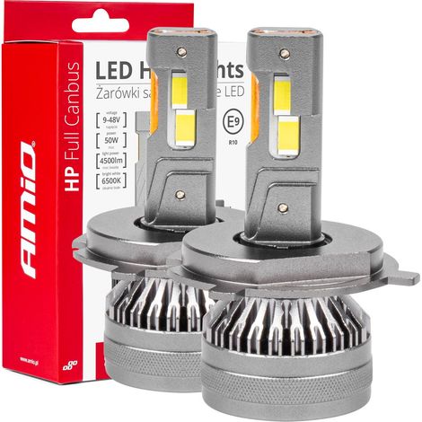 Ampoules LED pour voiture série HP, compatibles Canbus H4/H19, 12 V/24 V, 6500 K, amio-03673