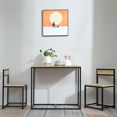 MEUBLIV Table et 2 chaises 90x47x76 cm chene clair – gain de place, 2 personnes (1/5)