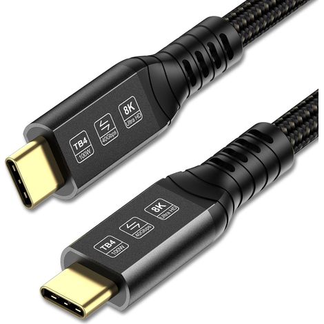 Câble Thunderbolt 4 1m, USB C Transfert de données 40Gbps, Charge 100W - (1/5)