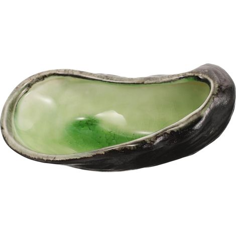 1 Assiette en céramique,forme coquille d'huître,vert glacé,pour sushi,dessert,maison et restaurant (1/5)