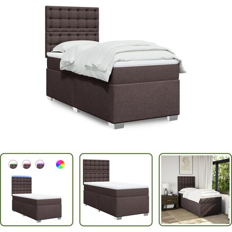 vidaXL Surmatelas - Sommier à lattes de lit avec matelas Marron foncé 90x190 cm (1/5)