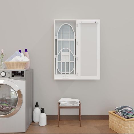 Wandbügelbrett mit Aufbewahrungsschrank und Spiegel, weiß 103 x 43,5 x 27 cm OKMYHOME (1/5)