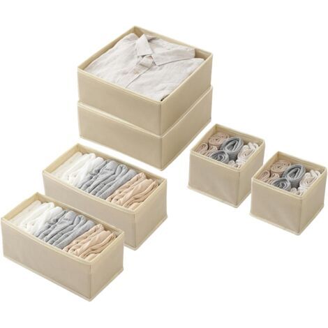 Boite Rangement, 6 Organisateur Tiroir sous Vetement, Pliable Caisse Rangement, Rangement Tiroir, Armoire Organisateur, Bac de Rangement, Boite de Rangement pour Chaussettes, Chemises, Jouets, T-shirt (1/5)