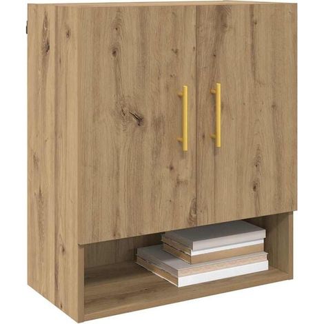 Meuble Mural 60x31x70 cm en Chêne Ingénierie Style Artisanal – Étagère Murale Design Moderne pour Salon, Entrée ou Bureau (1/5)