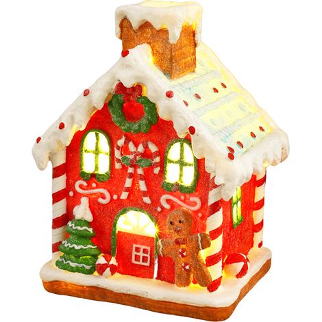 Maison de Noël Musicale en Résine Modèle D3-1 Bonhomme en Pain d'Épice Décoration Lumineuse Intérieure (1/5)