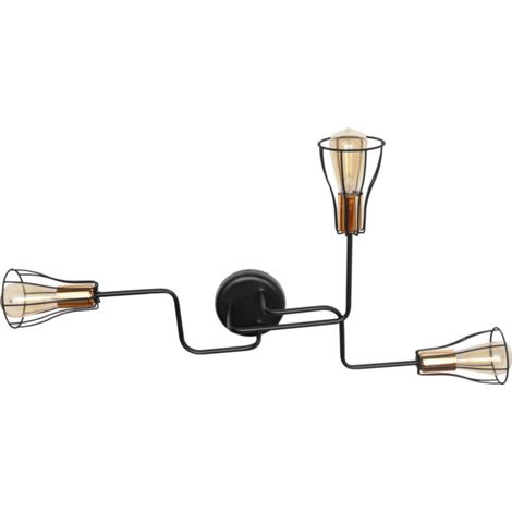 Helam TUBE Plafonnier Semi-Encastré à Bras Multiples Noir, Cuivre 82cm