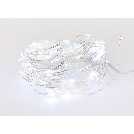 Luci di Natale 100 MICROLED 10m Luce Bianco Freddo da Interno