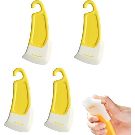 Lot de 4 spatules en silicone jaune - grattoir de cuisine antiadhésif, adapté à tous types de casseroles, poêles et bols, idéal pour nettoyage, cuisson maison et pâtisserie, avec crochet de suspension (1/5)