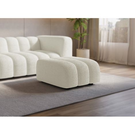 Pouf en tissu bouclette écru AELIS