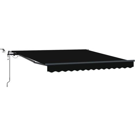 Store banne rétractable noir, 300 x 250 cm, polyester et métal. (1/5)