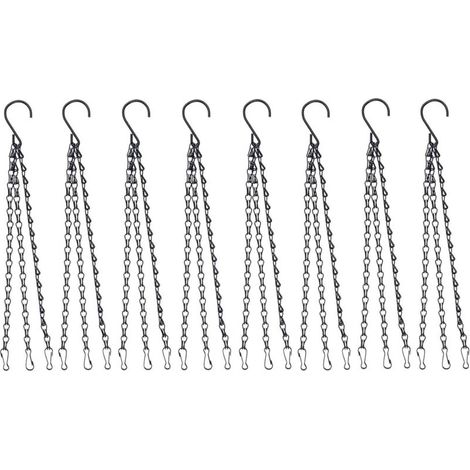 8 pezzi di catena per appendere con clip, gancio per cestino sospeso in metallo da 23 pollici, 3 gambe, catena per appendere piante (1/4)