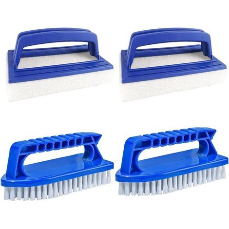 Brosse de piscine, lot de 4, brosse éponge pour parois de piscine, brosse de nettoyage pour la ligne d'eau, brosse douce avec manche pour spa, piscine et aquarium (1/5)