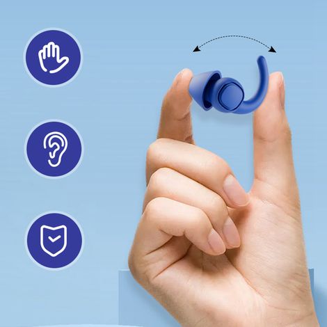 Bouchons d'oreilles en silicone souple, étanches, pour la natation, la réduction du bruit et le sommeil (7e génération, bleu foncé). Protection auditive idéale pour dormir et dormir en dortoir. (1/5)