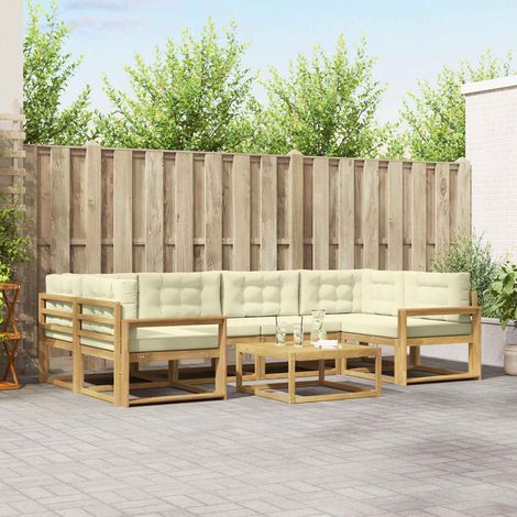 vidaXL Outdoor-Sofagarnitur mit Kissen 5 pcs Weiß und Creme (1/5)