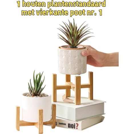 - Houten plantenstandaard - Decoratief ontwerp voor huis en tuin, plantenstandaard voor binnen - Vierkante poten nr. 1 - Afbeelding kleur (1/5)