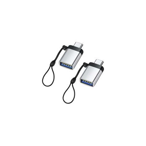 USB-C-auf-USB-3.0-Adapter (2er-Pack), USB-C-Stecker auf USB-3.0-Buchse-Adapter, kompatibel mit Handy, Laptop, PC (Silber) (1/5)